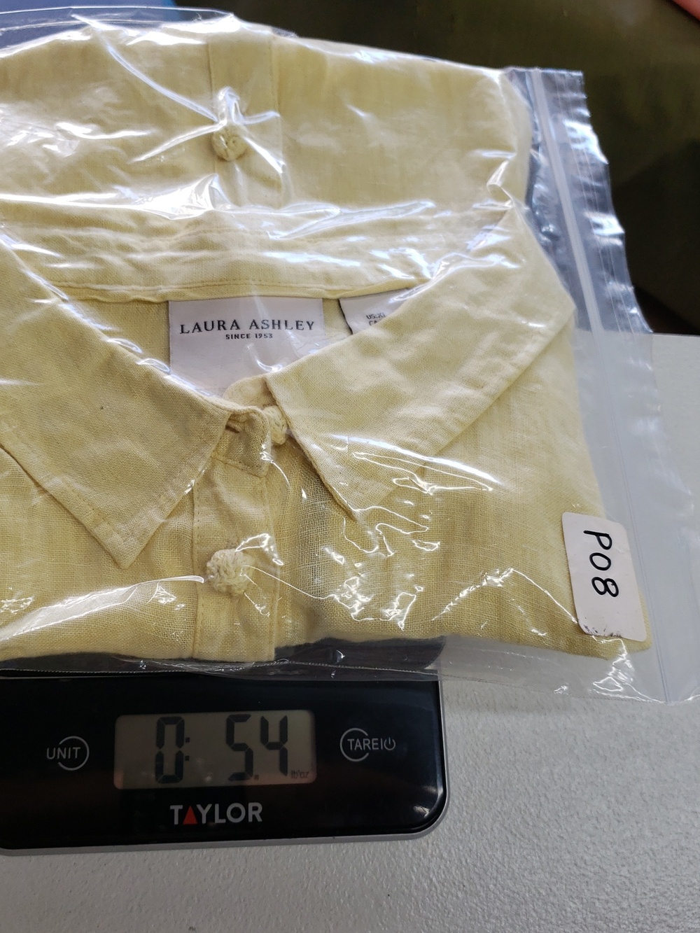 Laura Ashley Linen Button Up Shirt Women's  XL 3/4 Sleeve Yellow Crochet Buttons - Picture 12 of 12